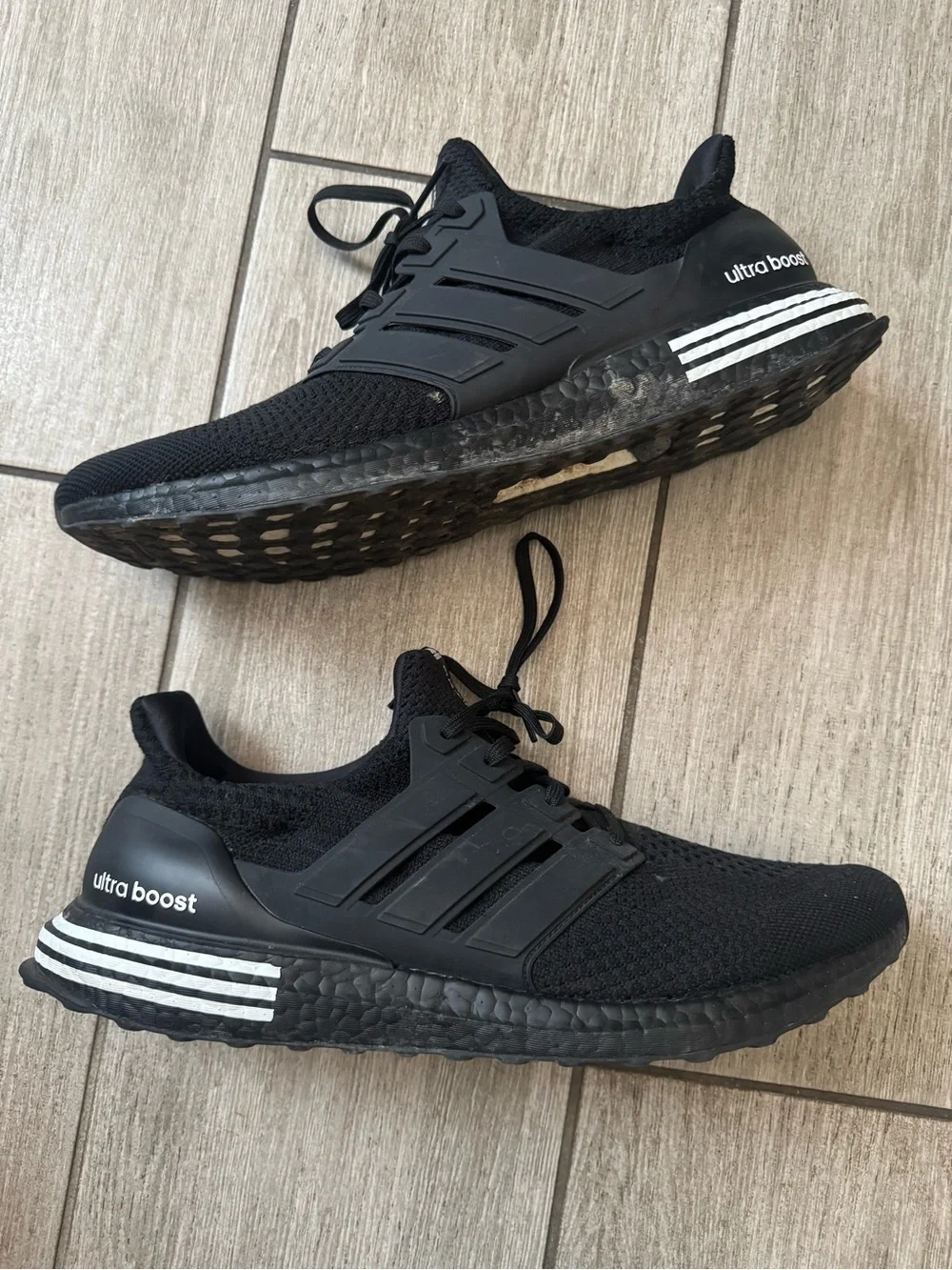 adidas Men’s ultraboost Black Knit Lace-Up Sneakers